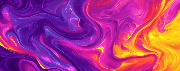 Obraz premium A dynamic abstract background featuring bright, swirling patterns in neon purple, pink, and yellow. The design has a lively, energetic feel with vibrant color interactions.