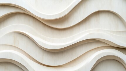 This abstract design blends stunning plywood textures with wave patterns in a light environment, enhancing the space and creating a harmonious, tranquil, inviting, and soothing atmosphere