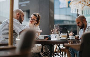 Young business entrepreneurs strategizing and collaborating on an outdoor project, focusing on teamwork, improvement, and growth.