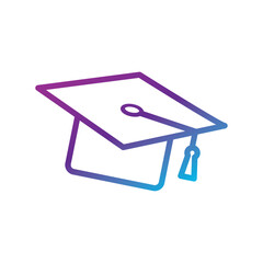 Gradient graduation cap icon in purple and blue tones Vector