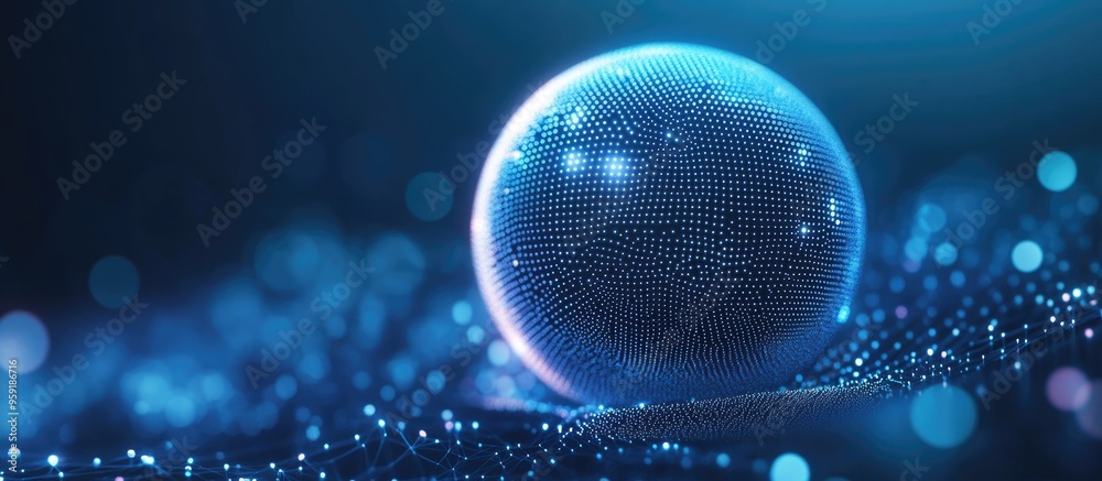 Poster abstract background featuring a dot sphere sphere design representing technology concepts futuristic