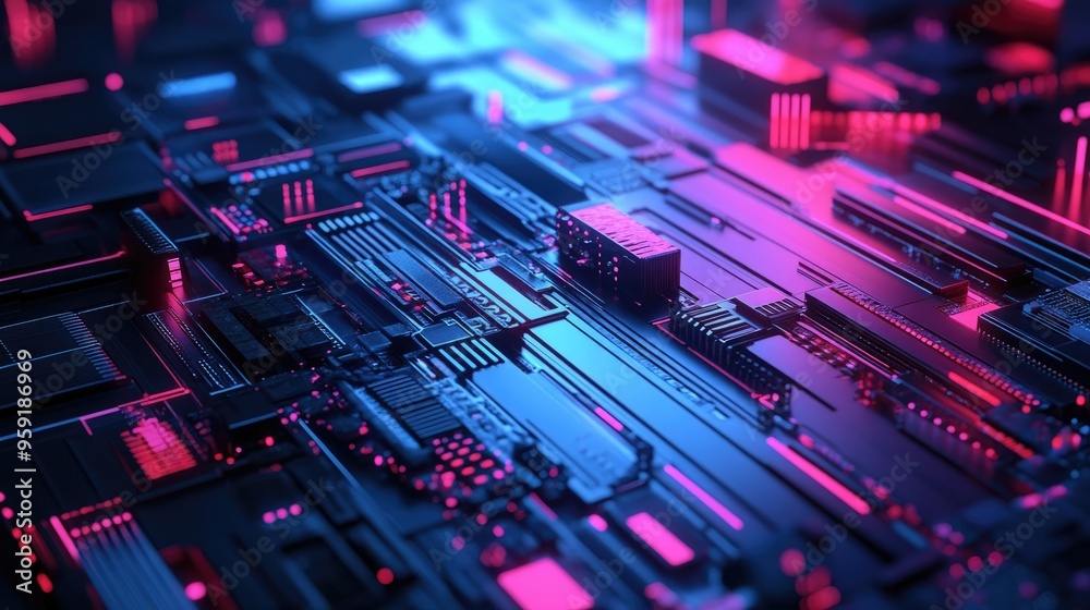 Wall mural abstract technological background design featuring a 3d computer concept