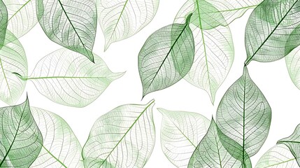 Simple botanical leaf pattern with delicate lines, isolated on white. 32k, full ultra HD, high resolution