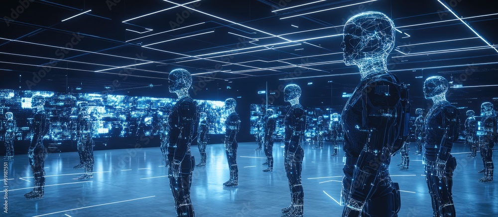 Poster concept of substituting human roles with technology utilizing artificial intelligence adept at quick