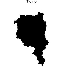 Fototapeta premium Ticino canton blank outline map