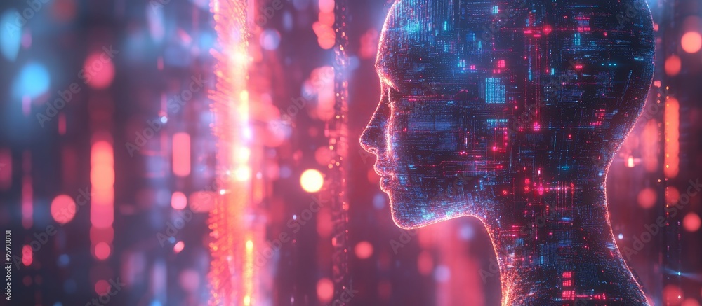 Poster nlp and ai technologies represented through a 3d illustration showcasing advanced concepts and innov