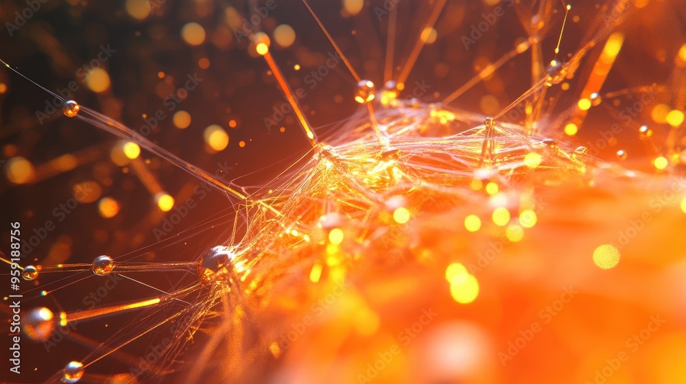 Poster an abstract background featuring a network of interconnected nodes