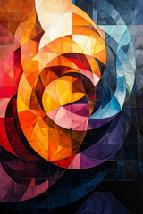 Fototapeta premium Abstract geometric painting with vibrant colors.