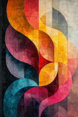 Fototapeta premium Abstract art with vibrant colors and curved shapes.