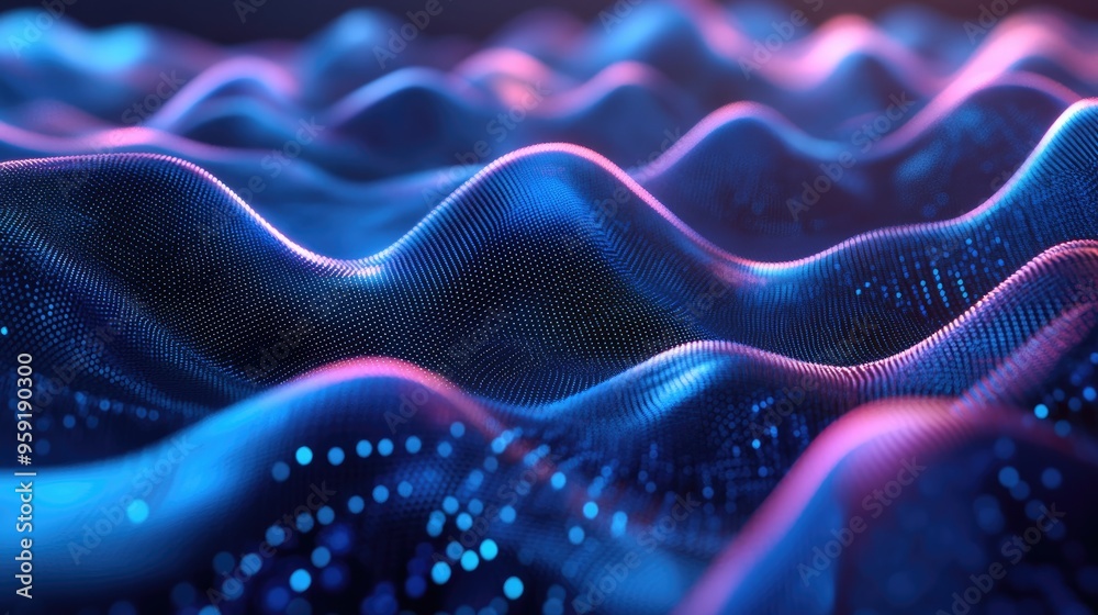 Poster futuristic shapes within a virtual environment abstract mesh backdrop representing a concept of digi