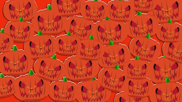 Halloween pumpkin animation on orange background, Halloween background