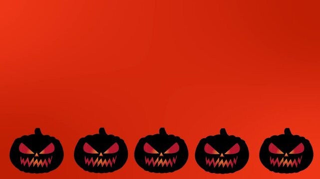 pumpkin silhouette animation on orange background, halloween background