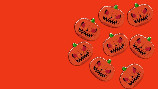 Halloween pumpkin animation on orange background, Halloween background