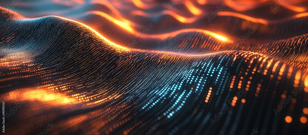 Poster abstract 3d illustration depicting the flow of binary data