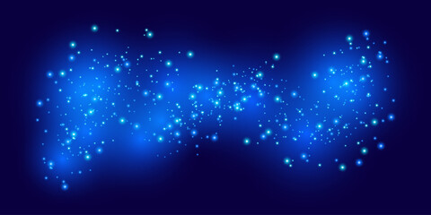 Blue starry background, light effect pattern, vector illustration.