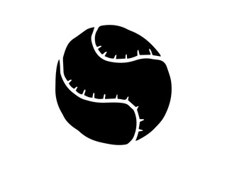 Black silhouette of a baseball isolated on a white background. . Tennis ball. Concept of sports icon, ball illustration, minimalist style, athletic symbol. print, design element, game equipment.