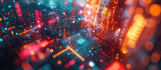 Obraz premium Technology themed abstract background design showcasing various digital elements and concepts