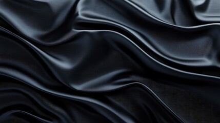 Black Wavy Carbon Textile Curtain Stylish Contemporary Artistic Elegant 3D Render Abstract Background High Quality 3D Illustration