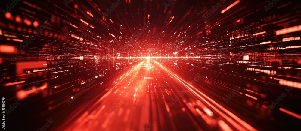 Poster vibrant red 5g internet background representing web speed and innovation 3d rendering visualization