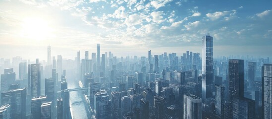 Fototapeta premium Contemporary urban skyline featuring integrated communication networks and smart city innovations