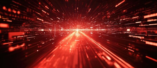 Obraz premium Vibrant red 5G internet background representing web speed and innovation 3D rendering visualization
