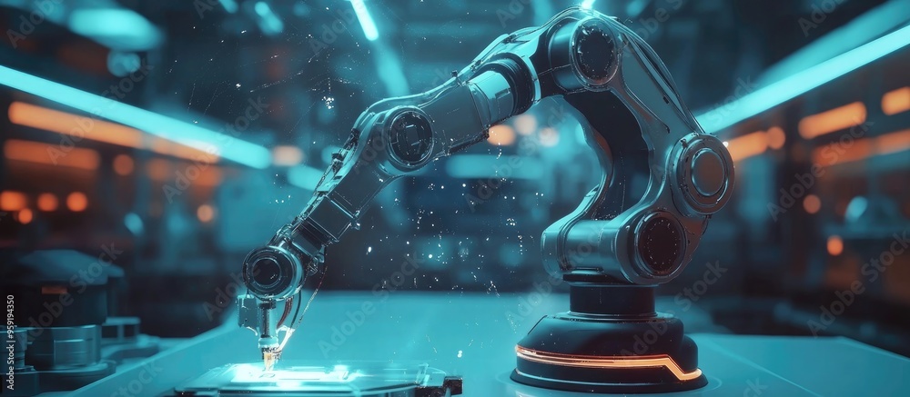 Poster digitalization in manufacturing high tech electric vehicle production with automated robotic arm ass
