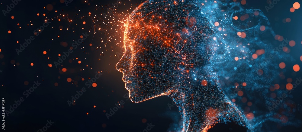 Poster abstract concept of artificial intelligence in a digital technology web environment virtual represen