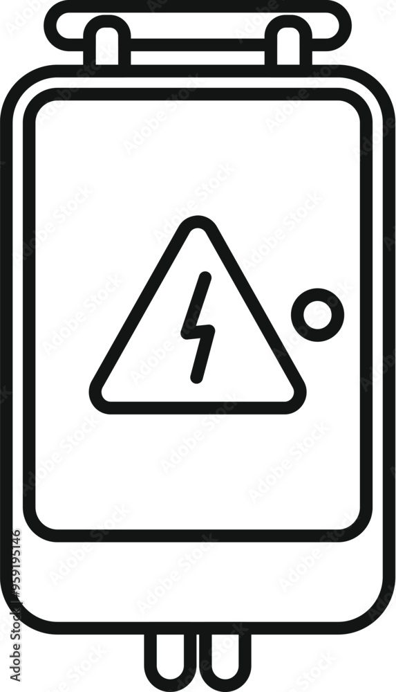 Wall mural black outline vector illustration of an electric meter box displaying a high voltage warning sign, e