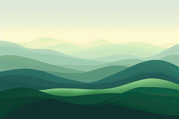 Abstract Green Hills with a Pale Yellow Sky
