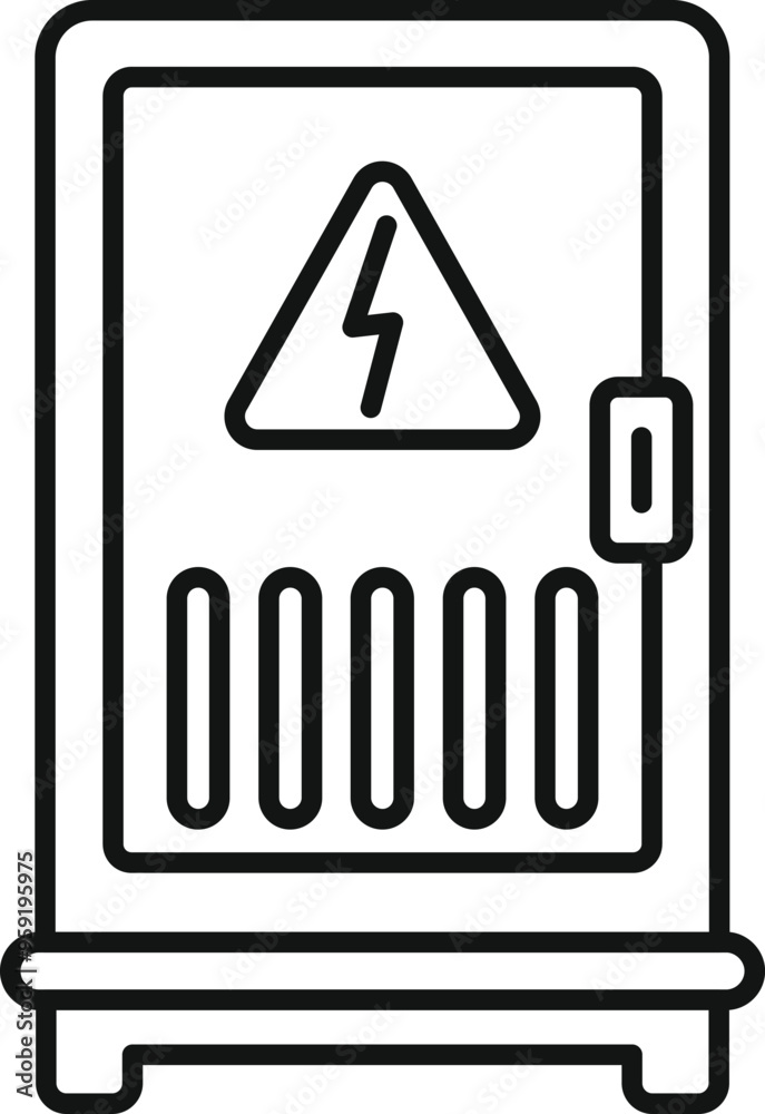 Poster Simple line drawing of a fuse box with a high voltage warning sign