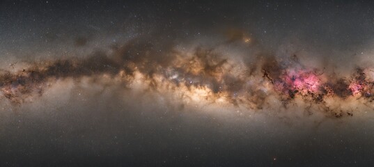 Fototapeta premium A dark, starry sky with a prominent Milky Way and a clear area for text