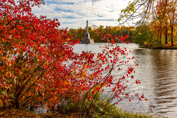 Autumn foliage in Catherine park, Pushkin (Tsarskoe Selo), Saint Petersburg, Russia