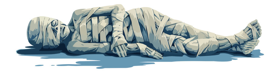 Mummy wrapped in bandages. Vector flat isolated.