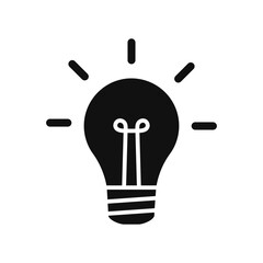 Bulb - simple black icon. Idea, conceptual symbol. Vector illustration