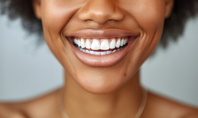 Obraz premium Beauty Cosmetics Magazine Photo: Close-Up of a Beautiful Young Woman with Smooth Skin and Natural Pink Lips