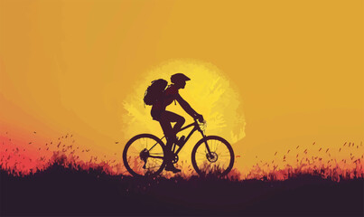 Obraz premium A silhouette vector of a person cycling.