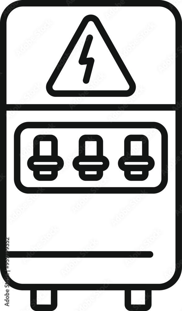 Poster simple vector showing an electric fuse box with a high voltage sign, perfect for projects related to