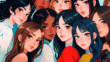 Fototapeta premium Diverse Group of Women Celebrating