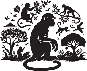 Monkey logo icon vector art illustration 