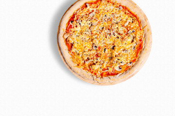 Pizza top view isolated
