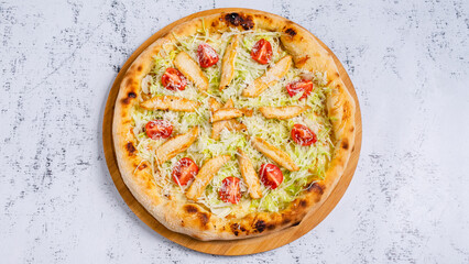 Pizza top view isolated