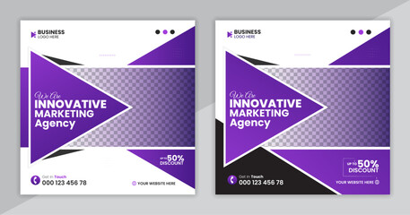 Modern Business Agency social media post design template, Creative Business advertising social media banner template.