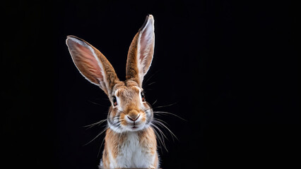 Conejo marr&oacute;n con fondo negro.