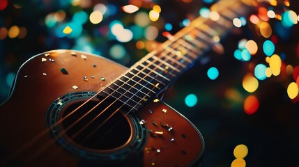 Fototapeta premium A guitar with a lot of glitter on it