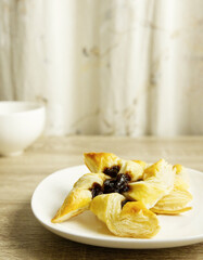 Close-up, food gourmet of multi-layer steamed bread with jam in a pinwheel shape