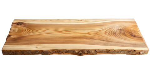 Live edge wooden slab featuring natural grain and organic textures, highlighting the wood's rustic beauty. Ideal for furniture making, countertops, and decor. Isolated on transparent background, png.