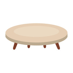 Simple round beige coffee table with wooden legs Vector
