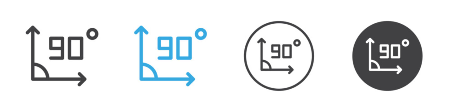 90 Degrees Angle icon Vector logo outline