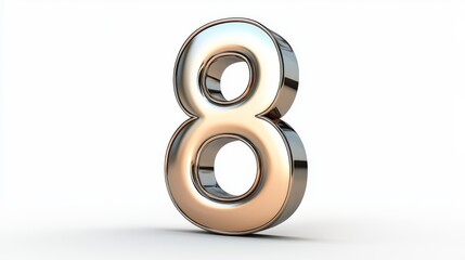 Elegant Shiny Number 8 Captured Against a Clean Backdrop – Symbolizing Infinity and Balance in a Contemporary Style