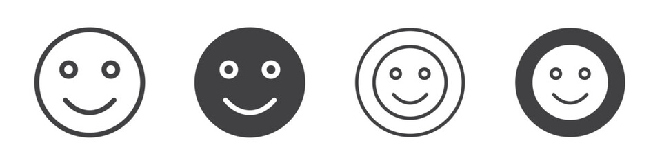 Happy face emoji icon Vector logo outline